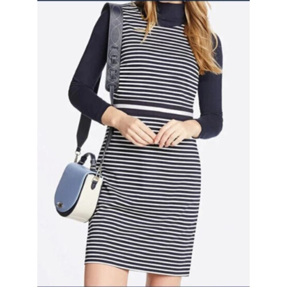 Draper James Striped Ponte Sheath Dress Nautical Navy Blue & White Womens M NWT